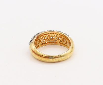 925 Sterling Silver Vintage Ring Gold Plated Solid Topaz Inlay  Sz 7  RG29877
