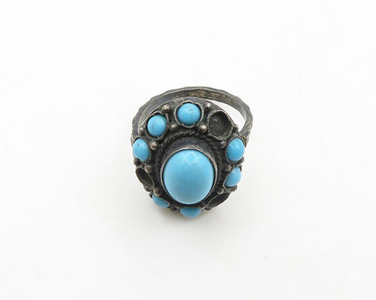 925 Sterling Silver  Vintage Antique Turquoise Cocktail Ring Sz 5  RG19329
