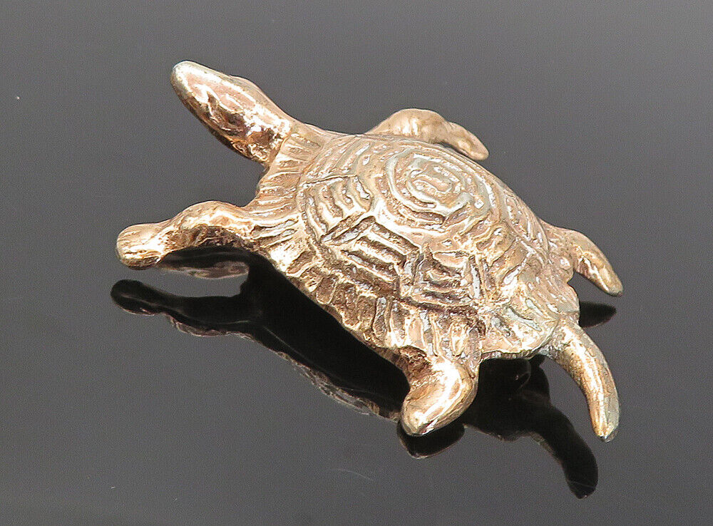 925 Sterling Silver  Vintage Rose Gold Plated Turtle Motif Brooch Pin  BP2989