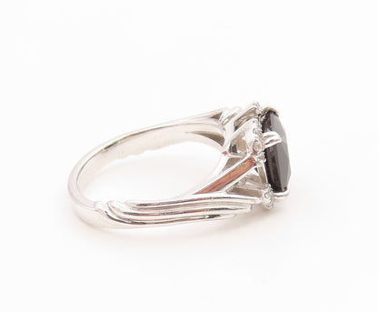 925 Sterling Silver Vintage Ring Elegant Onyx & CZ Twisted Band  Sz 9  RG35879