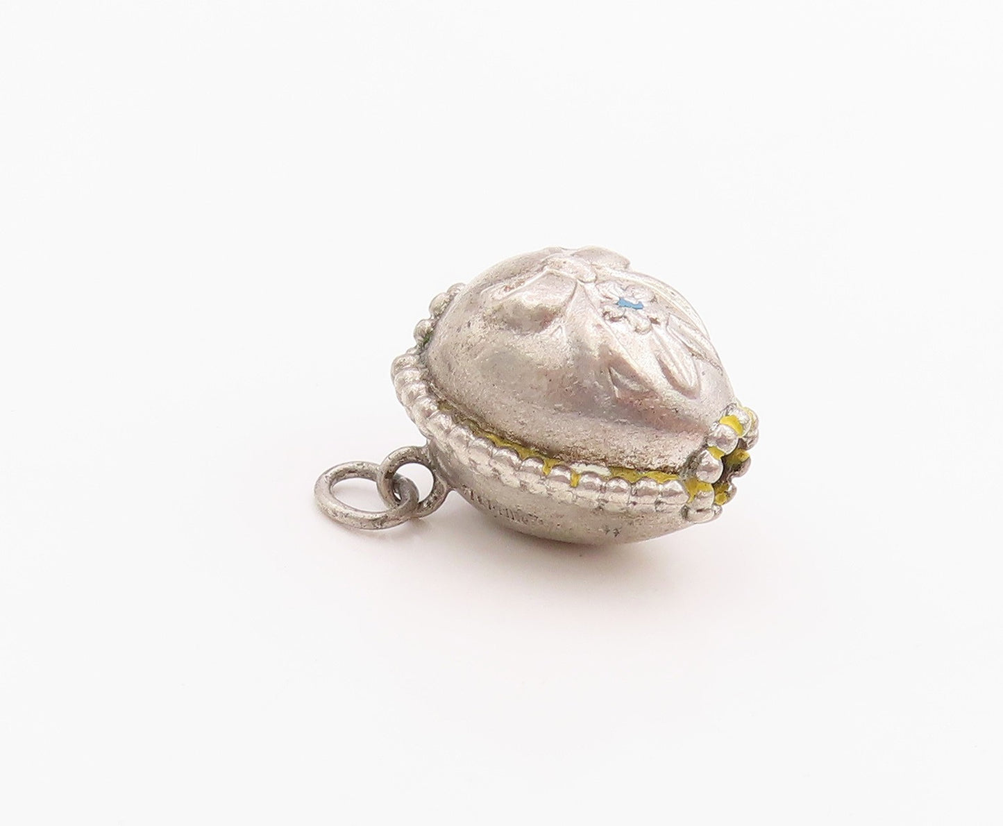 925 Sterling Silver Vintage Pendant Antique Floral Bow Carved Charm PT24471