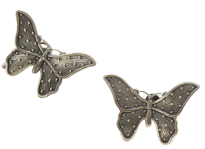 BEAU 925 Sterling Silver   Vintage Butterfly Motif Non Pierce Earrings  EG5081