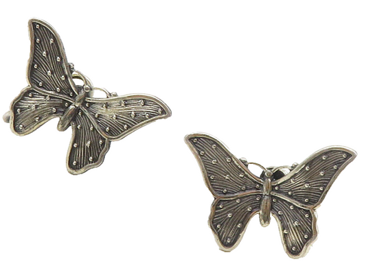 BEAU 925 Sterling Silver   Vintage Butterfly Motif Non Pierce Earrings  EG5081