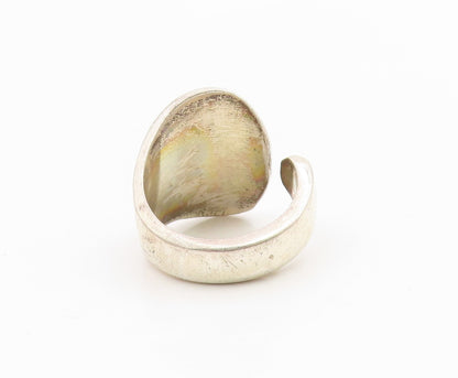 925 Sterling Silver Vintage Ring Modernist Abstract Design Band  Sz 7.5  RG36200