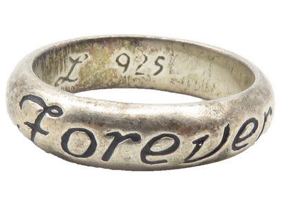 925 Sterling Silver  Vintage Friends Forever Etched Band Ring Sz 5  RG11956