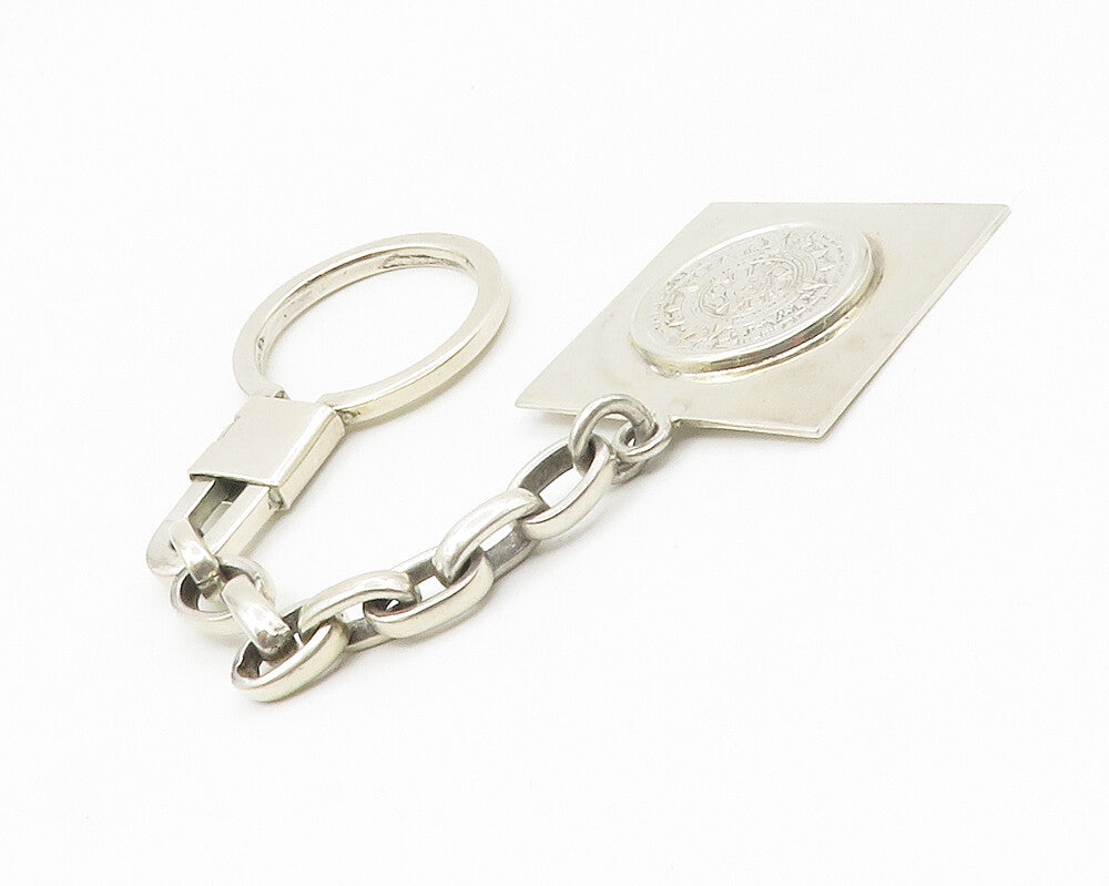 MEXICO 925 Sterling Silver  Vintage Mayan Aztec Sun Calendar Key Chain  TR2015
