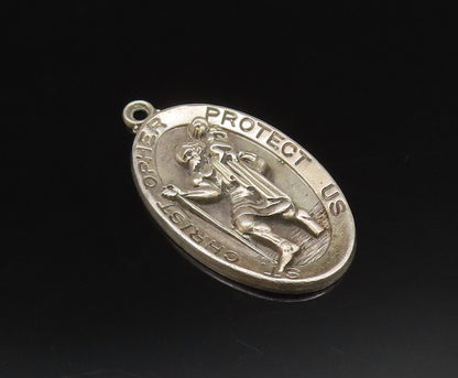 HAYWARD 925 Silver  Vintage St. Christopher & Jesus Religious Pendant  PT21619