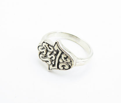 925 Sterling Silver  Vintage Shiny Swirl Pattern Hamsa Band Ring Sz 8.5 RG7835