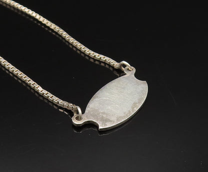 925 Silver  Vintage Minimalist Blue Enamel Swirl Accent Chain Necklace  NE3935