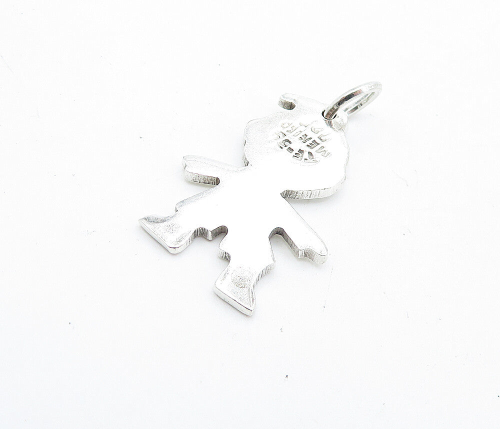 MEXICO 925 Sterling Silver  Vintage Shiny Minimalist Child Pendant  PT3594