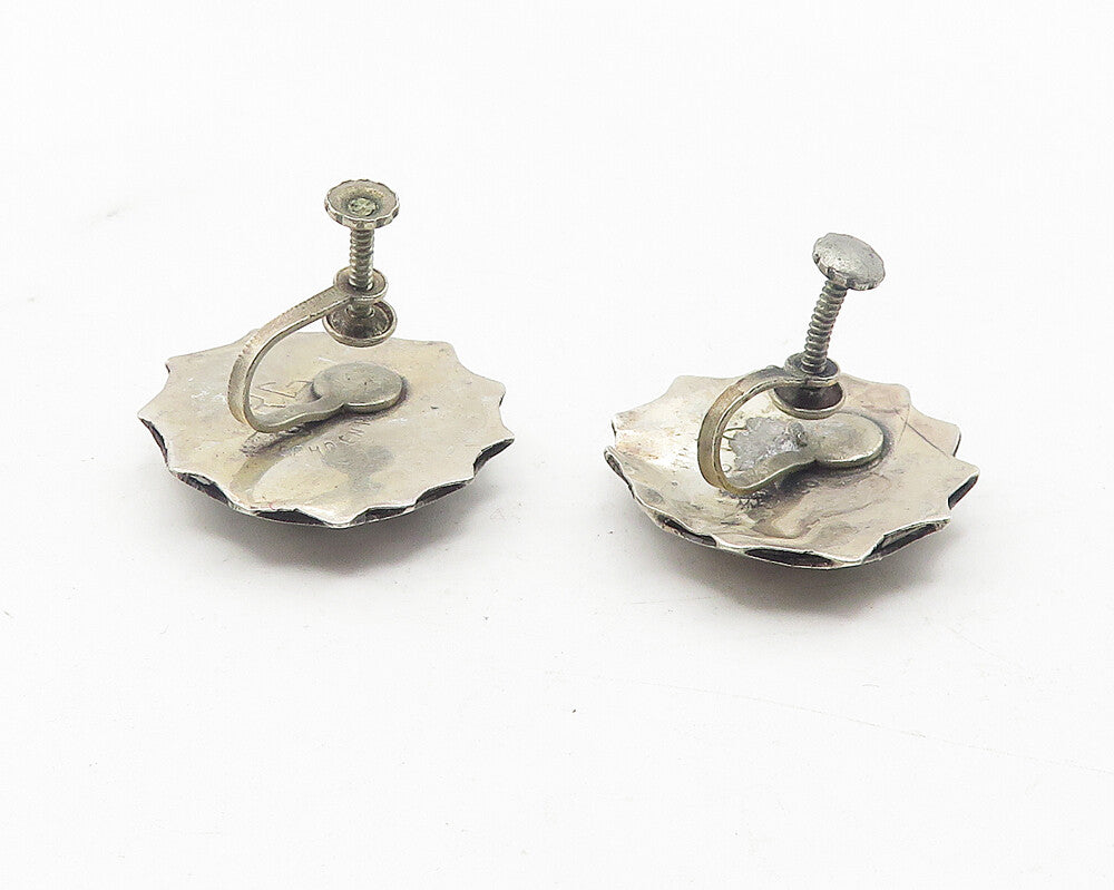 RG MEXICO 925 Silver  Vintage Cutout Floral Design Non Pierce Earrings  EG6269
