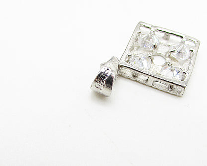 925 Sterling Silver  Inlay White Cubic Zirconia Drop Pendant  PT2005
