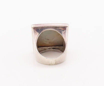 925 Sterling Silver Vintage Ring Minimalist Square Cut Abalone  Sz 7  RG28411