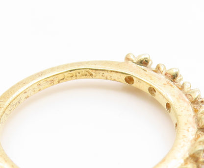 925 Sterling Silver Vintage Ring Gold Plated CZ Floral Link Band  Sz 7  RG35214