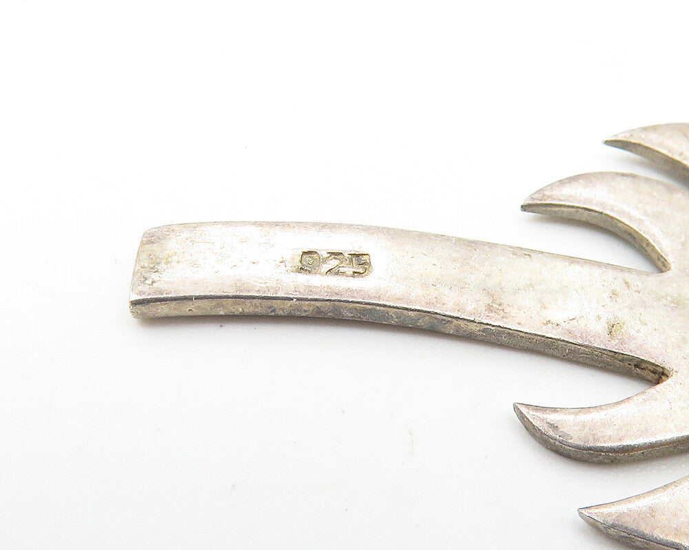 925 Sterling Silver  Vintage Dark Tone Palm Tree Motif Drop Pendant  PT8570