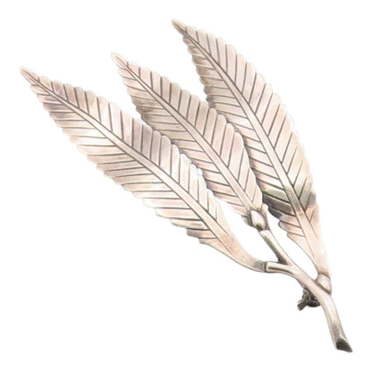 925 Sterling Silver Vintage Brooch Pin GERTRUD ENGEL Denmark Triple Leaf BP12554