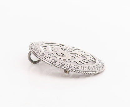 925 Sterling Silver Vintage Brooch Pin MEXICO Etched Tribal Bird Cutout  BP12291