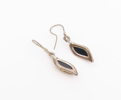 925 Sterling Silver Vintage Earrings Modernist Baltic Amber Dangles  EG14430