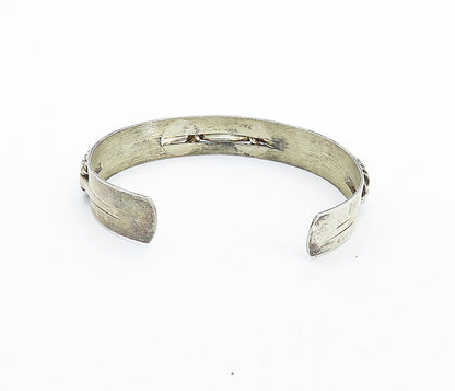 925 Sterling Silver  Vintage Rope Twist Detail Shiny Cuff Bracelet  BT2659
