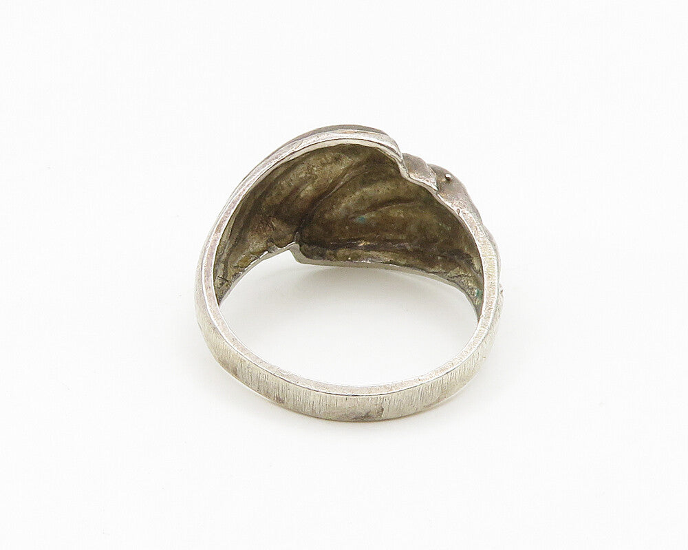 925 Sterling Silver  Vintage Diamond Cut Bypass Dome Band Ring Sz 10.5 RG18469