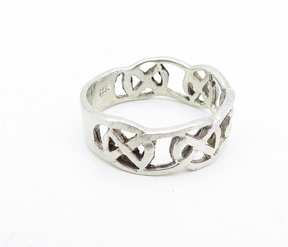 925 Sterling Silver  Vintage Shiny Pretzel Knot Design Band Ring Sz 11  RG5972