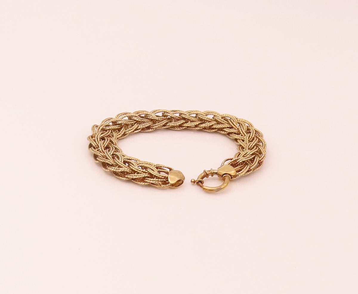 925 Sterling Silver  Vintage Gold Plated Braided Threads Bracelet  BT9801