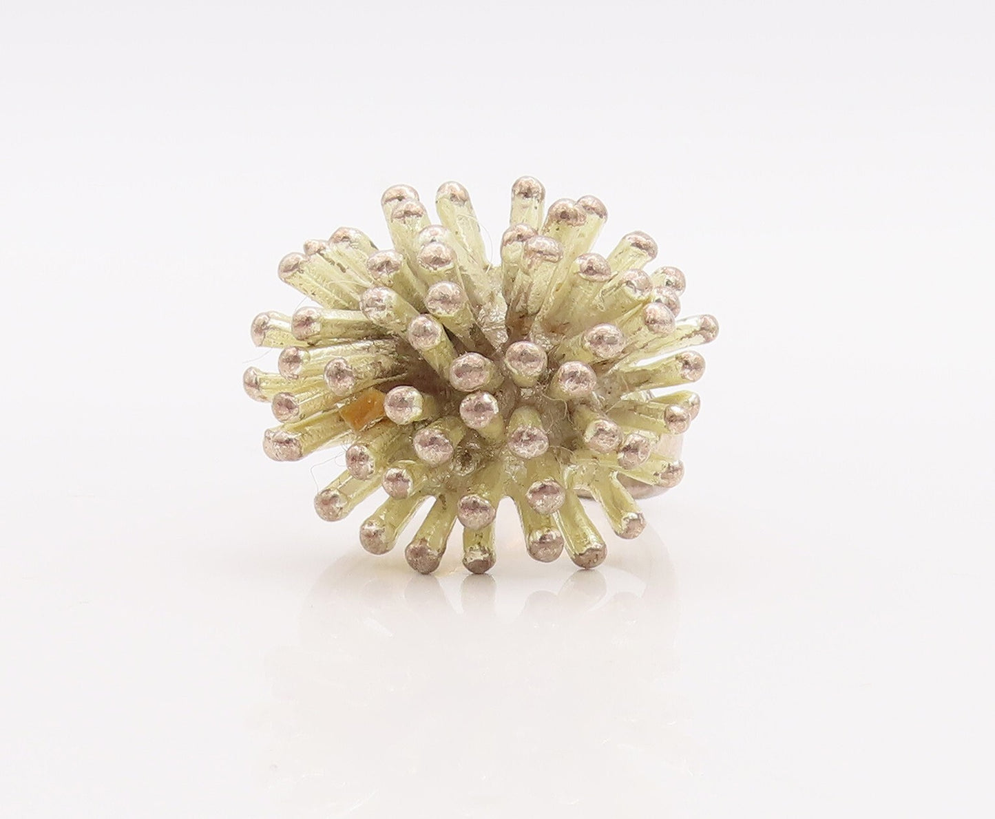 925 Sterling Silver Vintage Ring Solid Spikey Flower Design Sz 8.5 RG28953