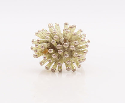 925 Sterling Silver Vintage Ring Solid Spikey Flower Design Sz 8.5 RG28953