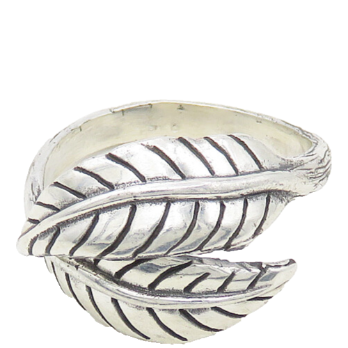 925 Sterling Silver  Vintage Shiny Floral Leaf Bypass Band Ring Sz 7  RG18732