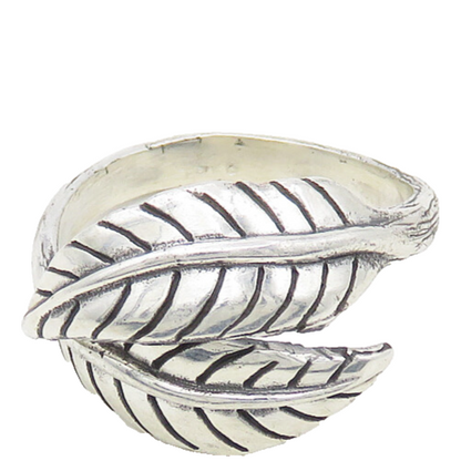925 Sterling Silver  Vintage Shiny Floral Leaf Bypass Band Ring Sz 7  RG18732