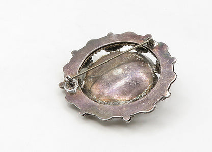 925 Sterling Silver  Vintage Heavy Pretzel Swirl Floral Brooch Pin  BP8377
