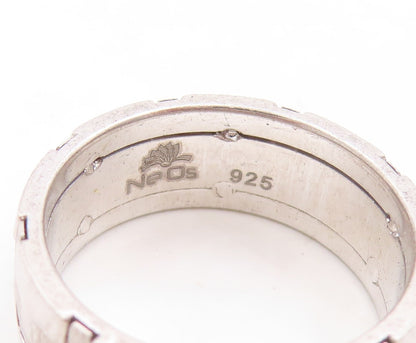 925 Sterling Silver Vintage Ring Brutalist Cutout Box Cut Design Sz 8.5  RG31348