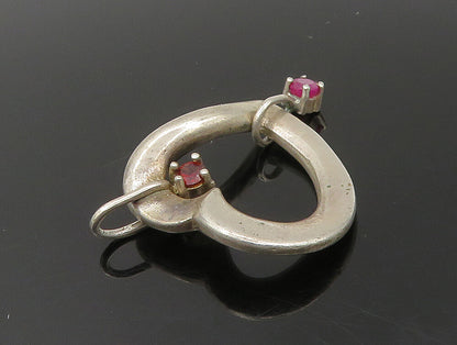 LENOX 925 Sterling Silver  Vintage Ruby & Garnet Love Heart Pendant  PT19992