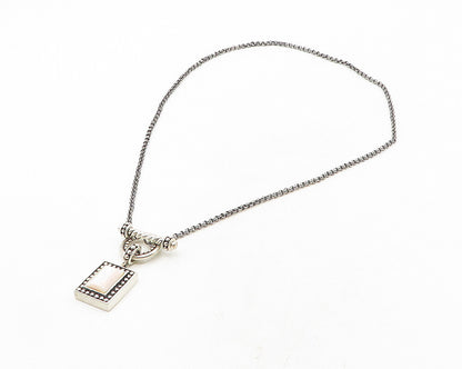 925 Sterling Silver  Vintage Pink Mother Of Pearl Twist Chain Necklace  NE1929
