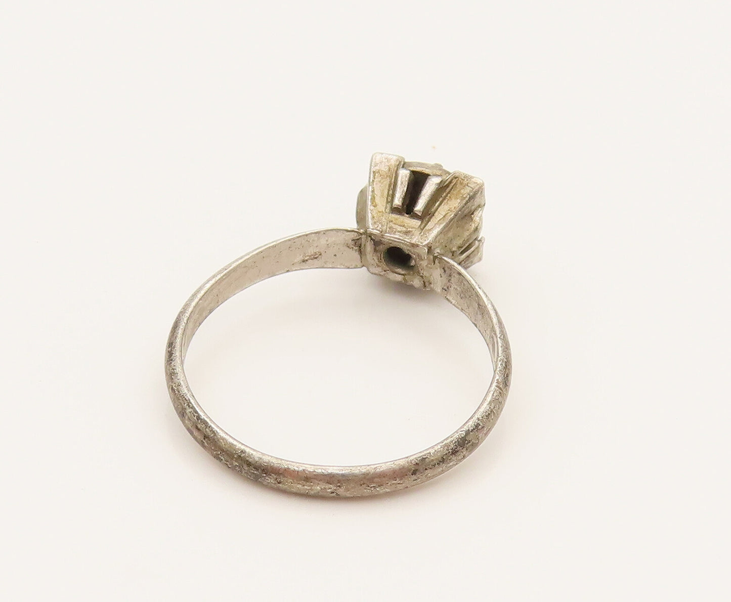 925 Silver  Vintage Antique Dainty Cubic Zirconia Flower Ring Sz 7.25  RG26284
