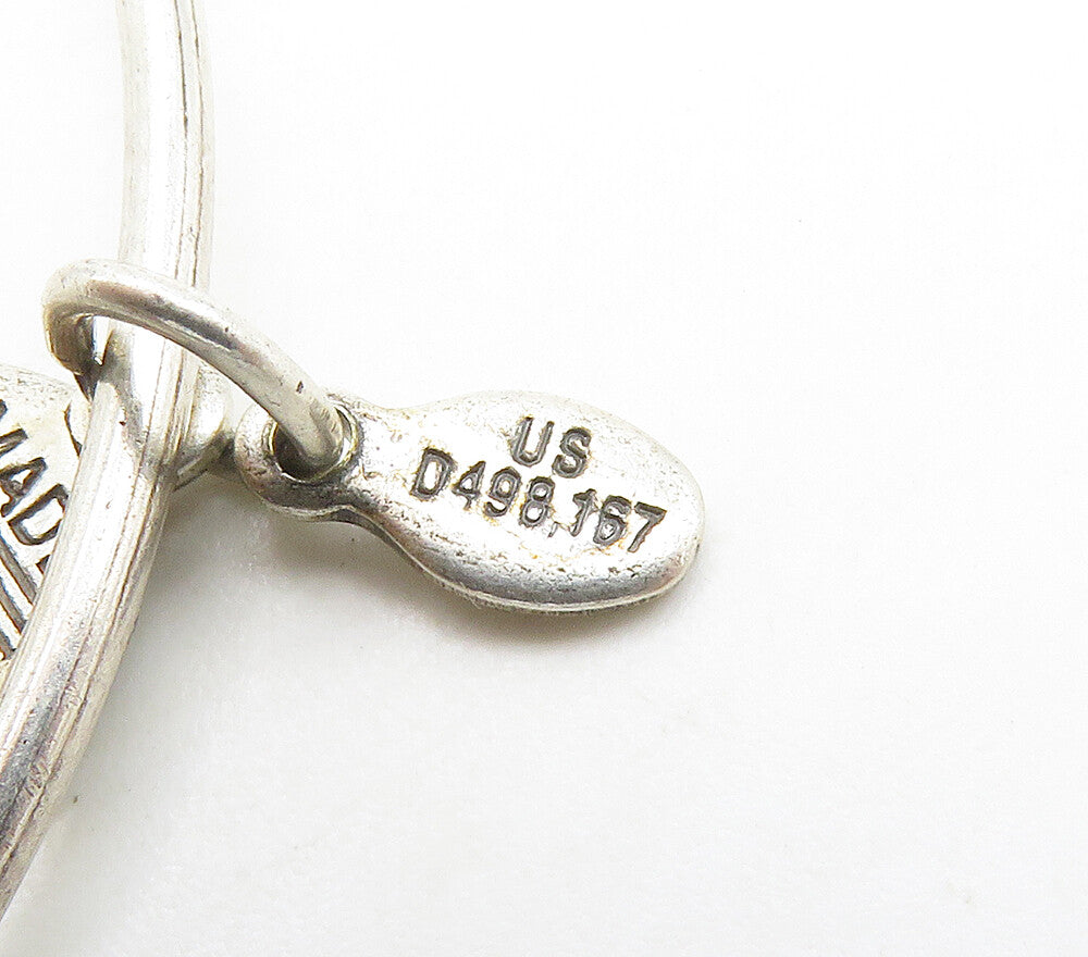 ALEX & ANI 925 Silver  Vintage Ship Anchor Charmed Bangle Bracelet  BT6117