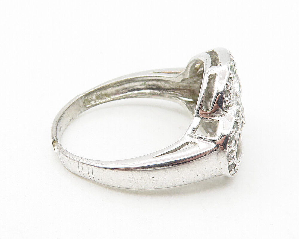 925 Sterling Silver  Sparkling Topaz Interlocked Oval Band Ring Sz 7  RG11168