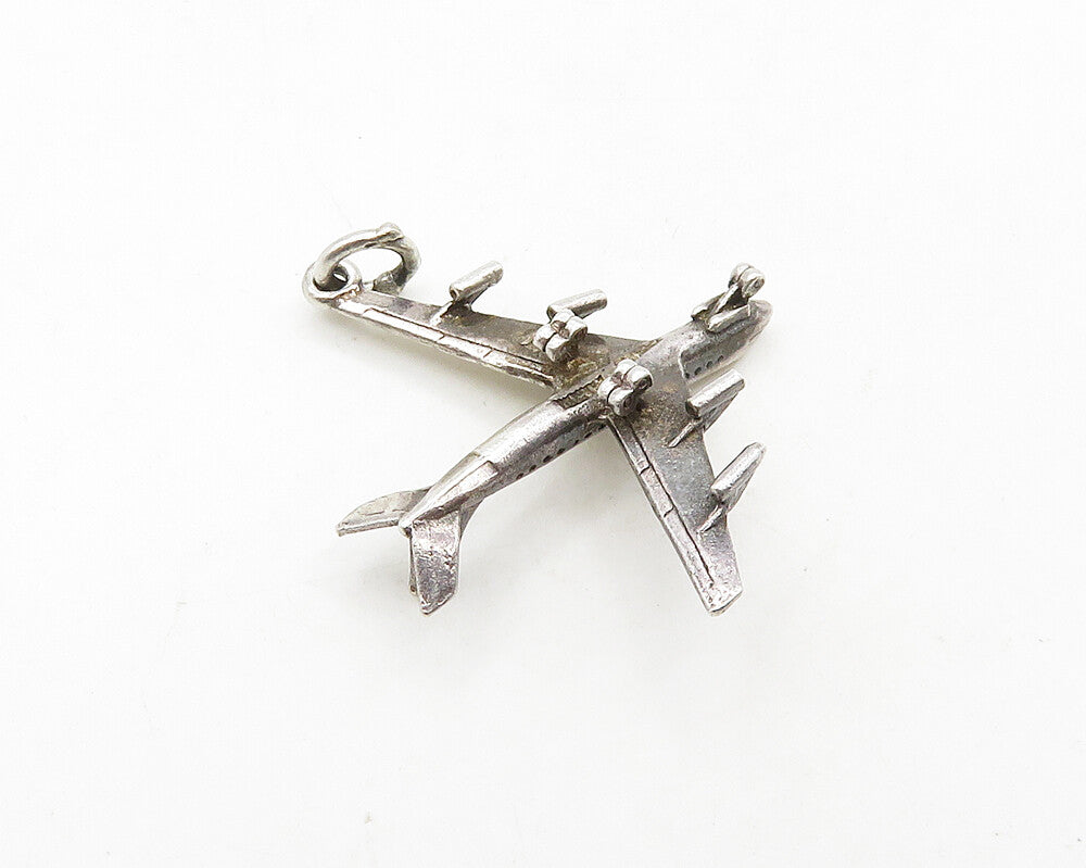 925 Sterling Silver  Vintage Petite Airplane Motif Pendant  PT15538