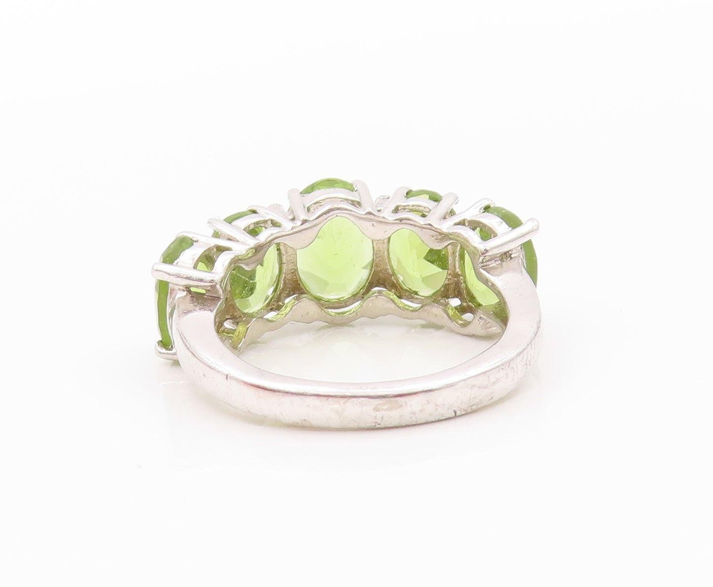 925 Sterling Silver Vintage Ring Minimalist Oval Cut Peridot  Sz 5  RG32435