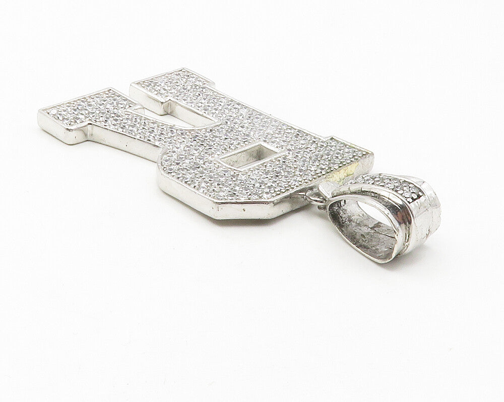 925 Sterling Silver  Sparkling Cubic Zirconia Letter R Initial Pendant  PT9460