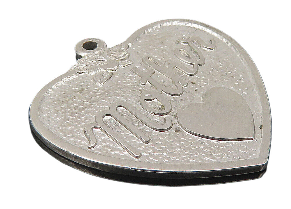 925 Sterling Silver  Vintage Shiny Mother Love Heart Drop Pendant  PT8149