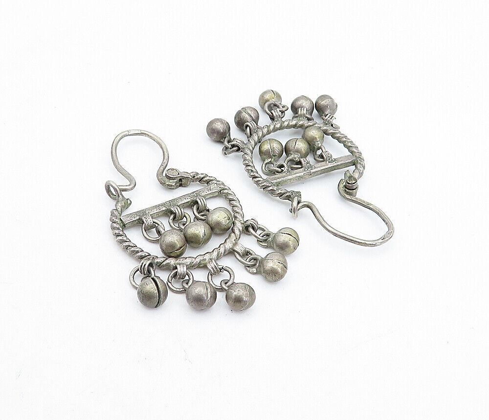 925 Sterling Silver  Vintage Antique Dangling Ball Beads Drop Earrings  EG2834