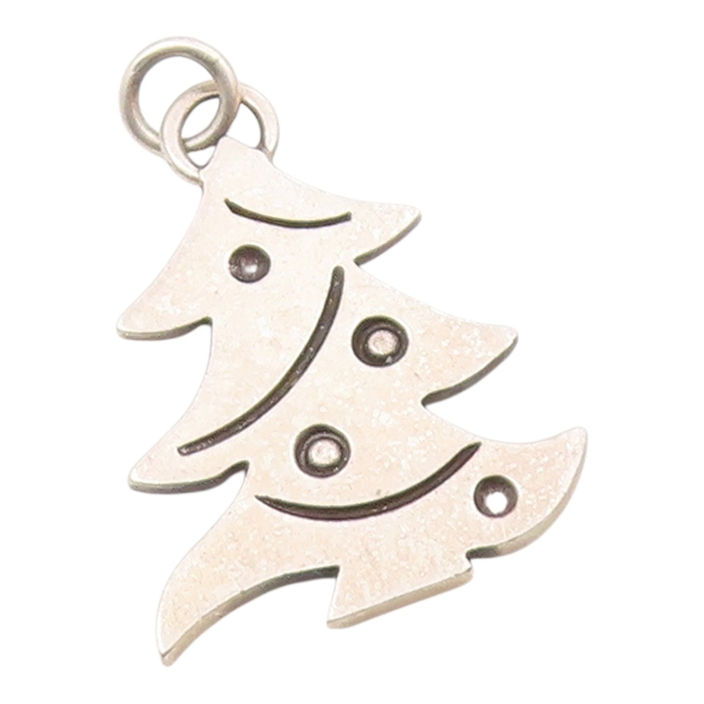 925 Sterling Silver  Vintage Shiny Etched Christmas Tree Pendant  PT20145