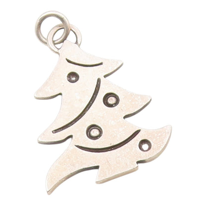 925 Sterling Silver  Vintage Shiny Etched Christmas Tree Pendant  PT20145