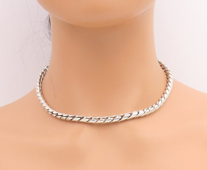 925 Sterling Silver Vintage Necklace Minimalist Solid Curb Link Chain  NE4774