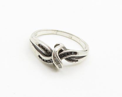 925 Sterling Silver  Vintage Genuine Diamonds Split Band Ring Sz 9.5  RG19386