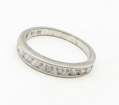 925 Sterling Silver  Sparkling Cubic Zirconia Smooth Band Ring Sz 9  RG16951