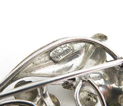 CARL ART 925 Silver  Vintage Petite Sculpted Flower Swirl Brooch Pin  BP1589