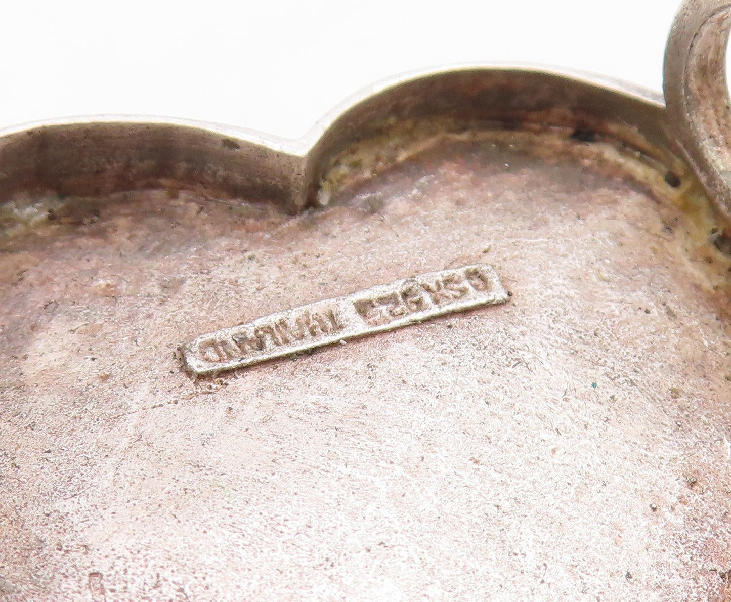 925 Sterling Silver Vintage Pendant Classic Abstract Love Heart Medal  PT25656