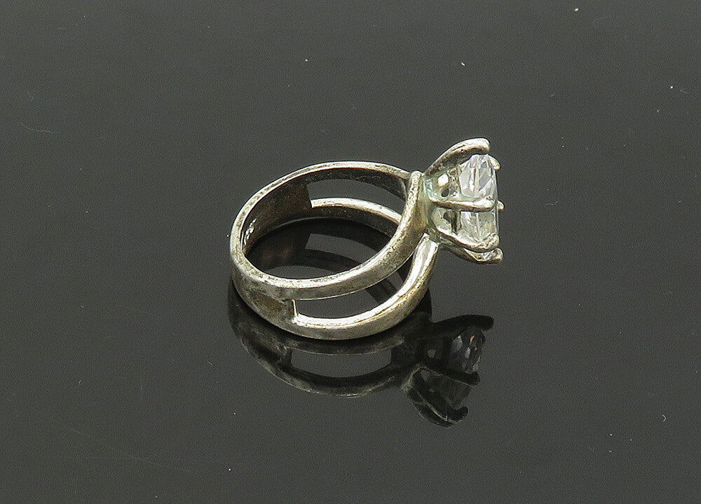 925 Silver  Vintage Marquise Cut Cubic Zirconia Cocktail Ring Sz 7  RG21613